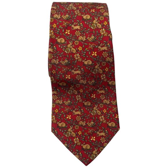 Salvatore Ferragamo 100% Silk Tie Bunny & Floral Novelty Print Made in Italy 57” - Picture 12 of 14